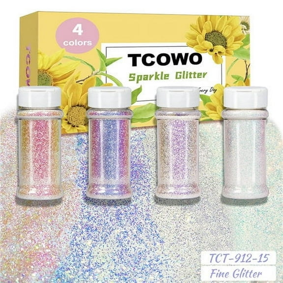 Aurora White Iridescent Rainbow Fine Glitter Shakers For Epoxy Resin Glitter 2oz/Bottle 4 Bottles/Set