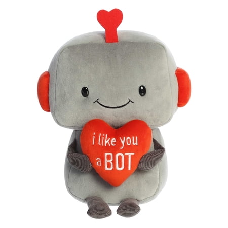 Aurora® Witty JUST Sayin'™ I Like You A Bot Robot™ Stuffed Animal - Expressive Characters - Quirky Gift Ideas - Grey 13 Inches