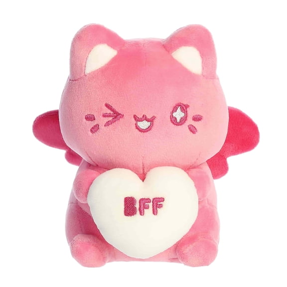 Aurora - Small Pink Enchanting Stuffed Animal - 7" BFF Candy Heart Meowchi - Tasty Peach