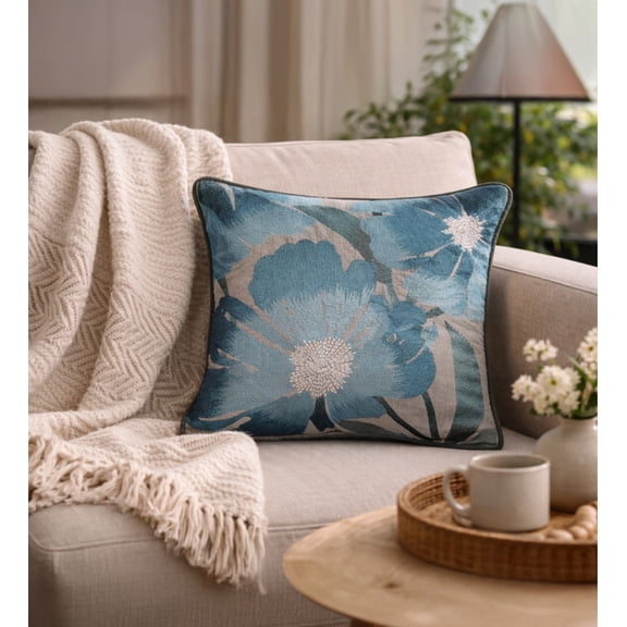 Aurora bloom – Arctic breeze Hand Embroiderd Decorative Pillow Cover