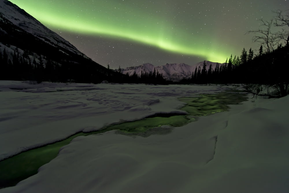 Aurora borealis Annie Lake Yukon Canada Canvas Art - Jonathan TuckerStocktrek Images (18 x 12)