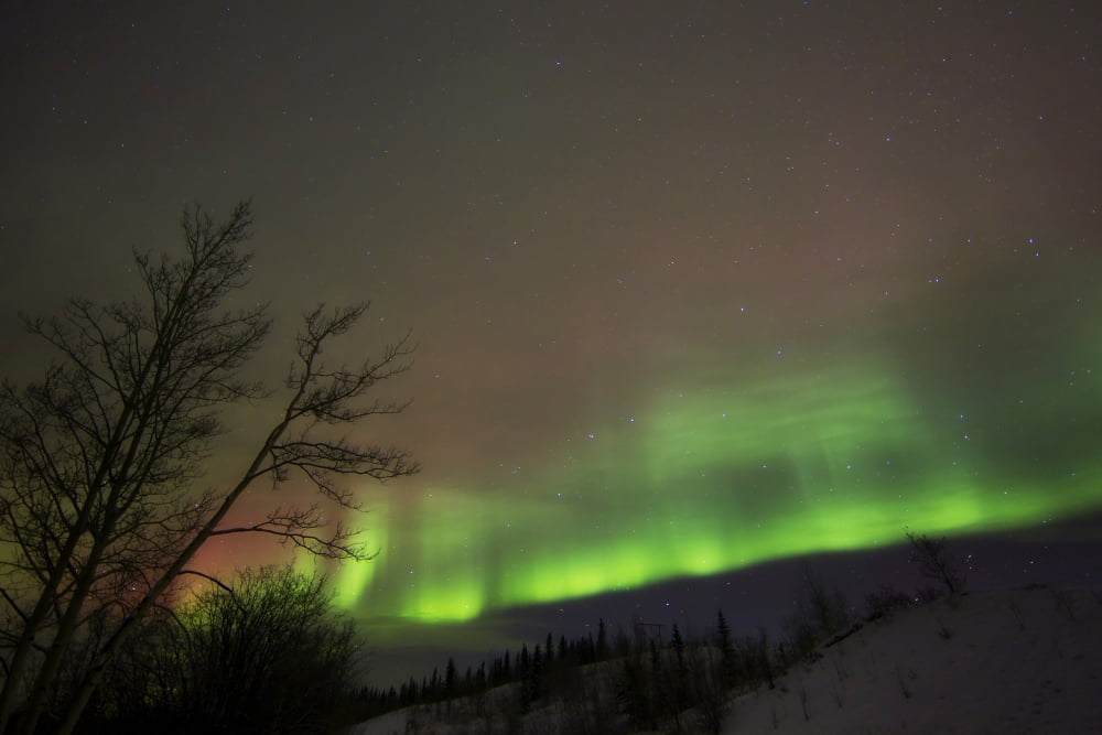 Aurora borealis Twin Lakes Yukon Canada Canvas Art - Joseph BradleyStocktrek Images (18 x 12)