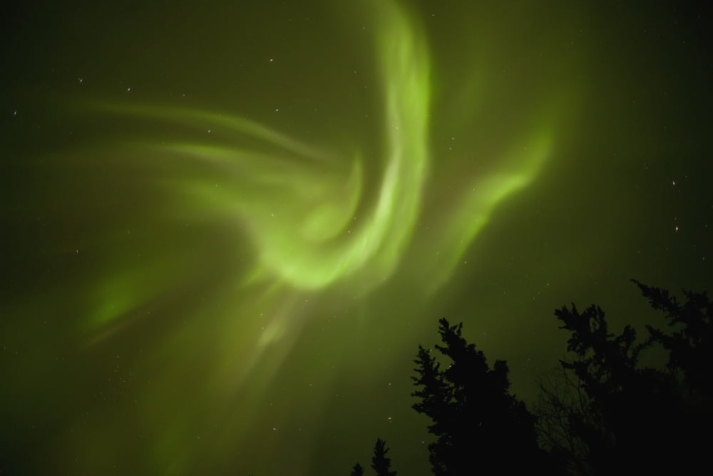 Aurora borealis dances over annie lake whitehorse yukon canada Canvas Art - Robert Postma Design Pics (38 x 24)