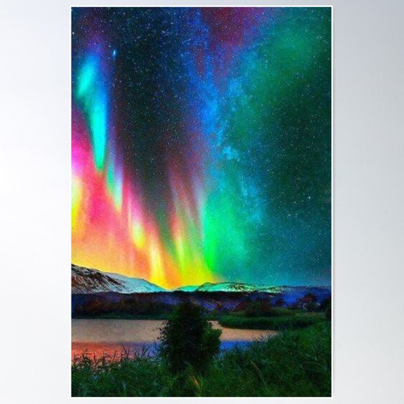 Aurora borealis northern vibe wall paper Poster, 8x12 UNFRAMED
