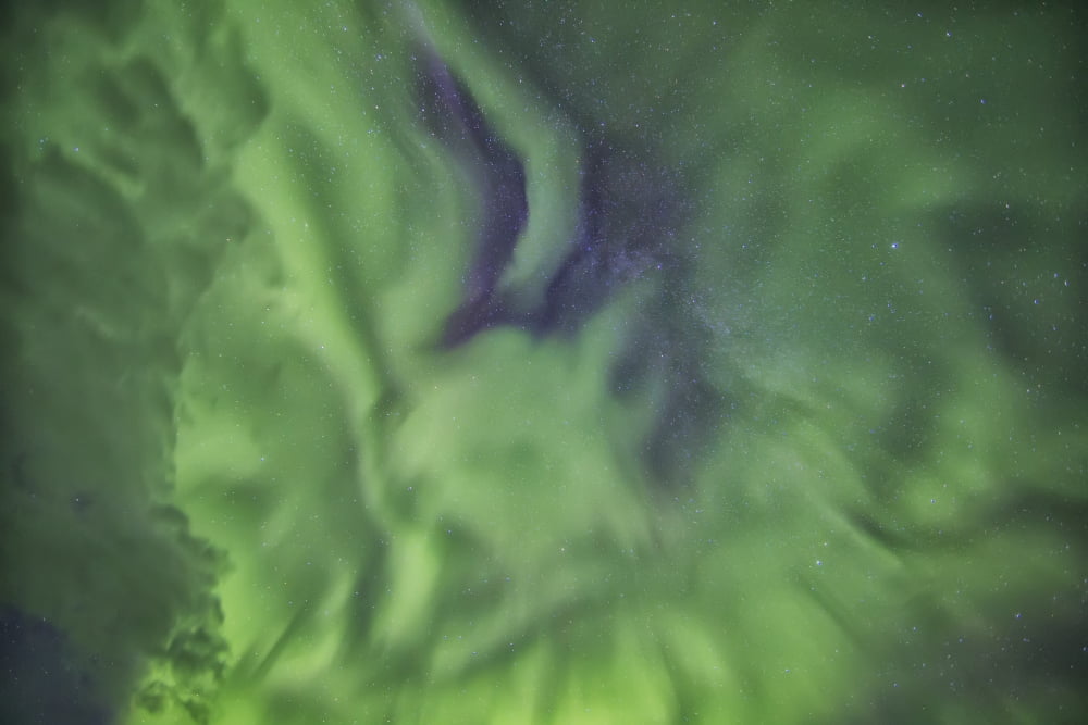 Aurora borealis or northern lights directly overhead Manitoba Canada Canvas Art - Robert Postma Design Pics (38 x 24)