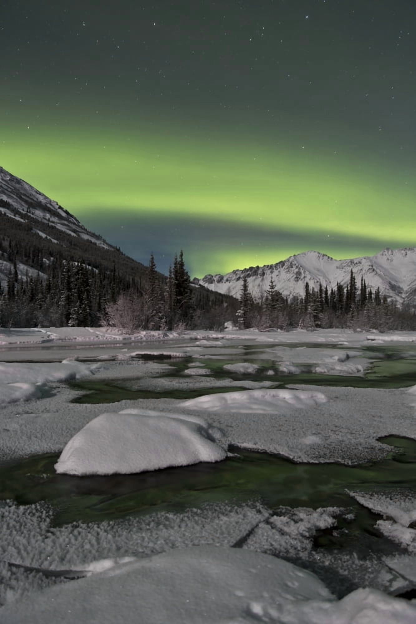 Aurora borealis over Annie Lake Yukon Canada Canvas Art - Jonathan TuckerStocktrek Images (12 x 18)