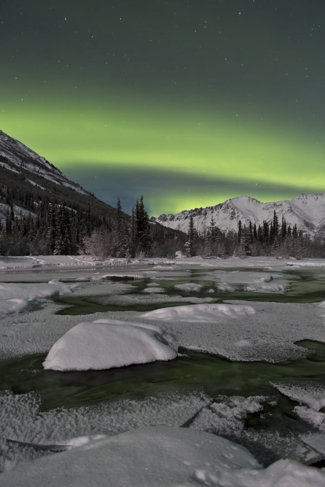 Aurora borealis over Annie Lake Yukon Canada Canvas Art - Jonathan TuckerStocktrek Images (23 x 35)