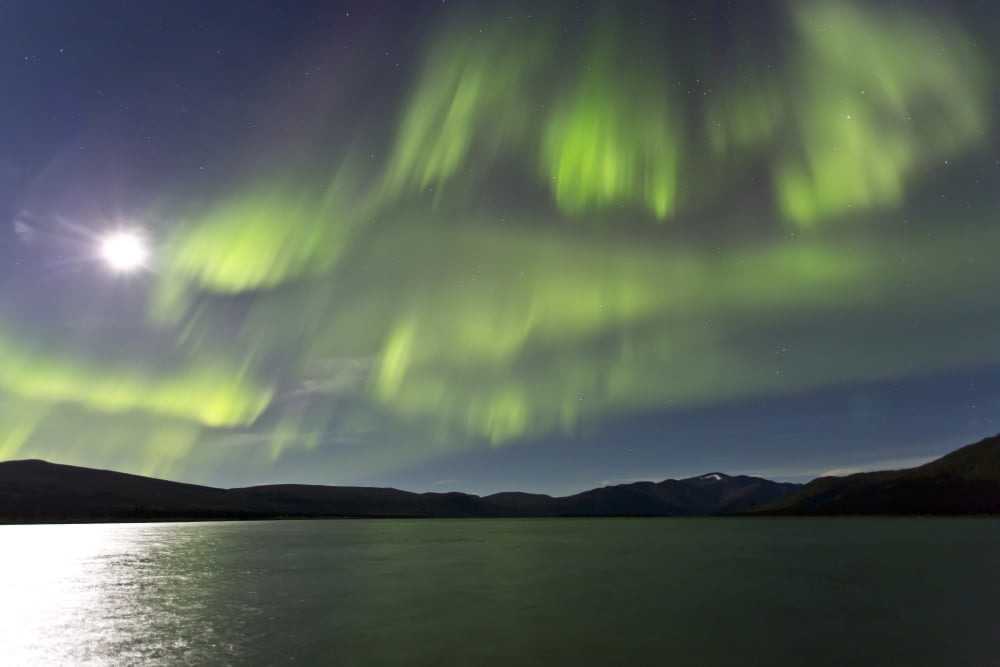 Aurora borealis over Fish Lake Yukon Canada Canvas Art - Jonathan TuckerStocktrek Images (18 x 12)