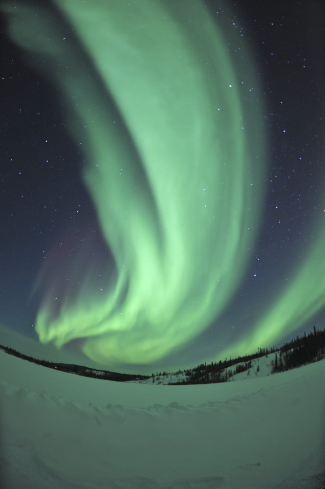 Aurora borealis over Prosperous Lake Canada Canvas Art - Jiri HermannStocktrek Images (12 x 18)