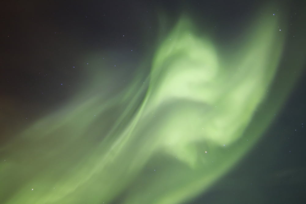 Aurora borealis with big dipper at Fish Lake Whitehorse Yukon Canada Canvas Art - Joseph BradleyStocktrek Images (18 x 12)