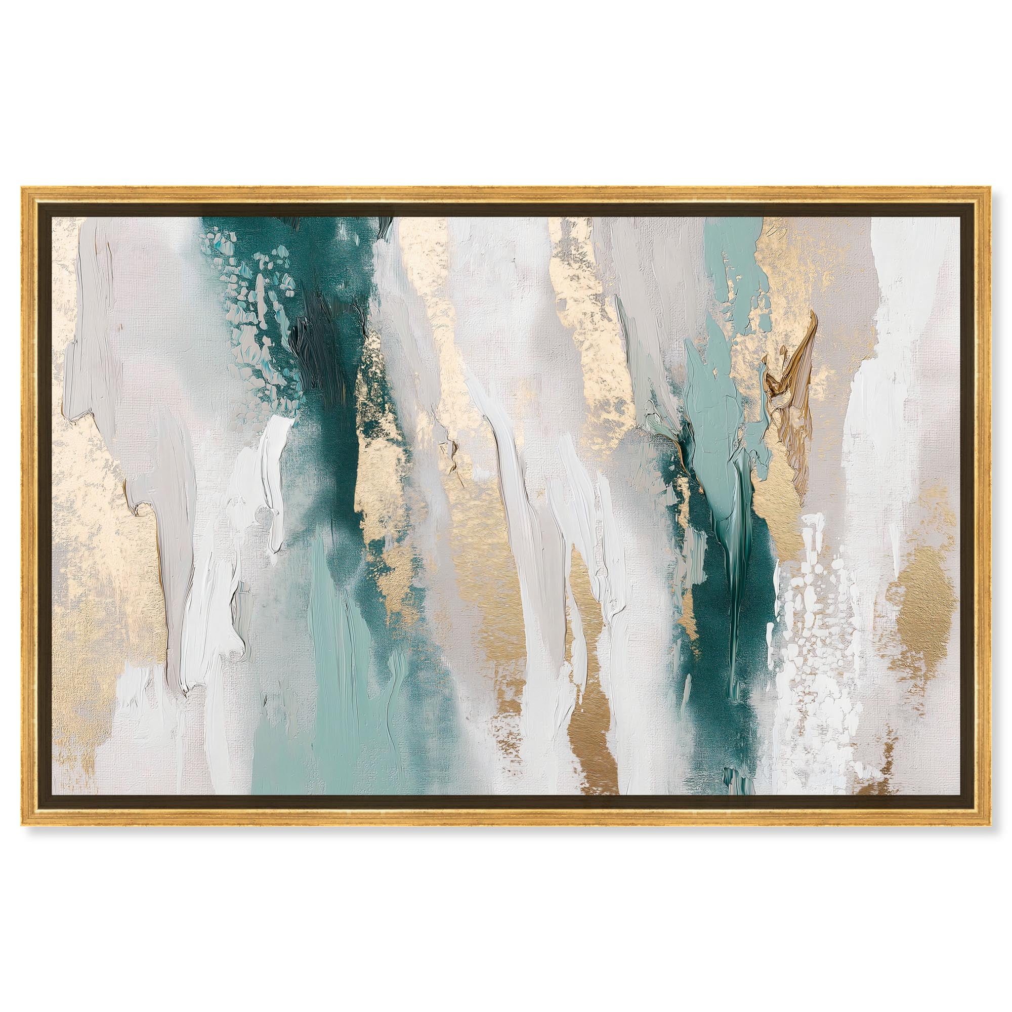 Aurora Motion Abstract Canvas Art with Gold Frame, 15" x 10"
