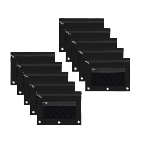 AuroraX 10 Pack Pencil Pouch For 3 Ring Binder,Black Pencil Case Clear,For Study