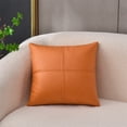 thumbnail image 1 of AuroraX 18x18 Inch Throw Pillow Covers Decorative Orange Patchwork Solid Pillow Cases Indoor Fur Modern Genuine Leather Feel Cushion Cover Room,Livingroom Decor, 1 of 6