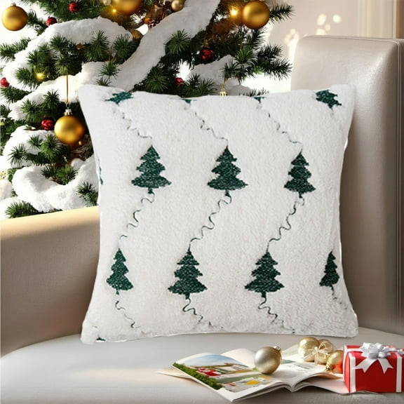AuroraX 18x18 Inch Throw Pillow Covers Softer White Corduroy Christmas Pillow Covers Bohemian Outdoor Striped Christmas Tree Cushion Cover Room,Livingroom Decor