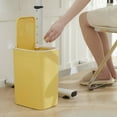 thumbnail image 1 of AuroraX 2.2 Gallon Bedroom Trash Can with Press Top Lid Stylish Rectangle Yellow Solid Garbage Can Minimalist Plastic Trash Bin for Kitchen Bedroom Bathroom, 1 of 6