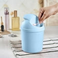 thumbnail image 1 of AuroraX 2.6L Desk Trash Can with Swing Lid Mini Cute Sky Blue Wastebasket Stylish Plastic Contemporary Garbage Bin, 1 of 6