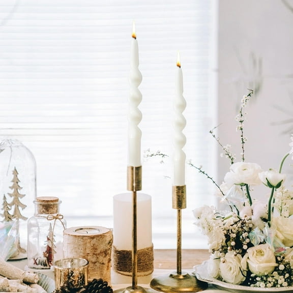 AuroraX 2 Pack Taper Candles Set White Long Spiral Fall Unscented Wax Candle,Christmas Birthday Wedding Party Decor