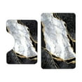 thumbnail image 1 of AuroraX 2 Piece Bathroom Rug Set with Toilet Rugs U Shaped,Absorbent 1 Large One Small Quick Drying Non Slip Machine Washable Bath Rugs for Bathroom Floor Set 2pcs 2d Stone Bath Mat, 1 of 6