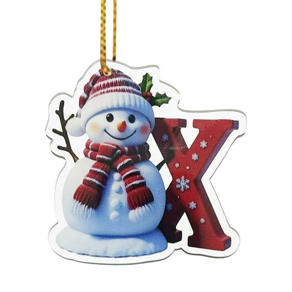 AuroraX 2025 Christmas Decorations Shatterproof Snowman Cute Plastic Christmas Tree Ornaments Letter (X) Teens Xmas Family Holiday Party Supplies