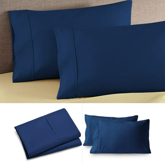 AuroraX 20x35 Inch Pillow Cases 2 pack Navy Breathable Pillow Cover Smooth Microfiber Zip Closure Soft Brushed Solid Improving Sleep