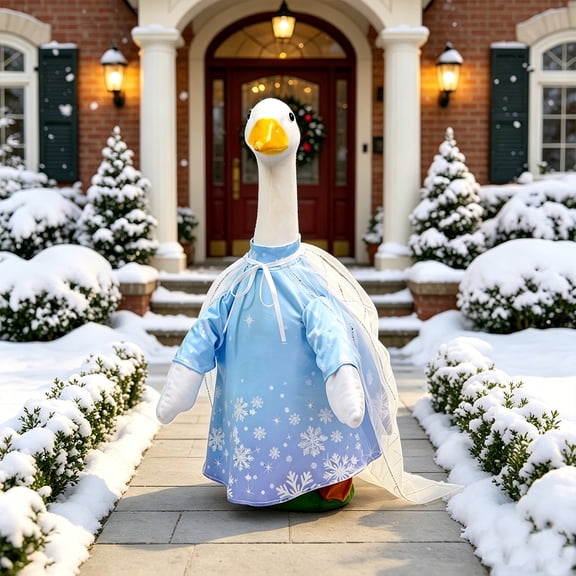 AuroraX 23 Inch Porch Goose Outfits Porch Goose Clothes Set for Porch Goose Statue Winter Snowflake Garden Large All Holiday Goose Decorations Party