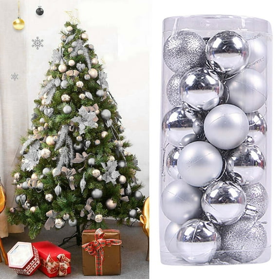 AuroraX 24 Pcs Christmas Decorations Plastic Vintage Shatterproof 2025 Christmas Tree Ornaments Christmas Ball Ornaments Holiday Xmas Party Supplies