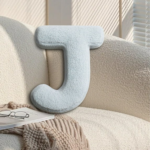 AuroraX 26 Letter Pillows - J Alphabet Throw Pillow Cushion for Living Room, Sofa, Bed & Car Decoration - 14.96" x 11.81"