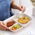 thumbnail image 1 of AuroraX 3 Compartments Lunch Box Containers 28 oz Portable Plastic Food Lunch Box for Adults Beige Leak-Proof BPA-Free Microwave Safe Snack Storage Boxes for Picnic School Office, 1 of 7