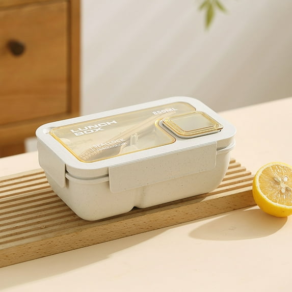 AuroraX 3 Compartments Lunch Box Containers 32 oz Portable Freezable Airtight Plastic Bento Lunch Box for Women,Men,Beige BPA-Free Microwave Safe Food Storage Boxes for Work Picnic School