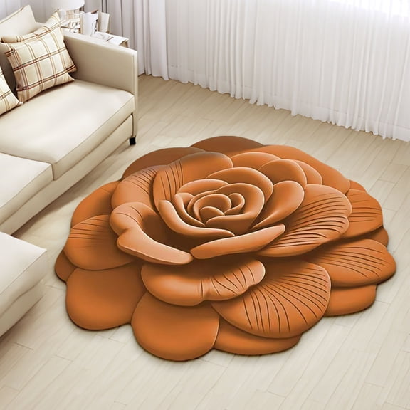 AuroraX 3D Door Mats Front Door Fall Fade Resistant Non-Slip Backing Mat for Dining Room Bedroom Living Room Thanksgiving 24x24 Inches Flower