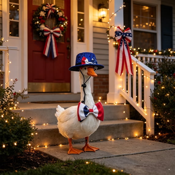 AuroraX 4th of July Porch Goose Outfit Sets Porch Goose Clothes Set for 23 Inch Porch Goose Patriotic Garden Holiday Summer Goose Decorations Party for 19" 20 in