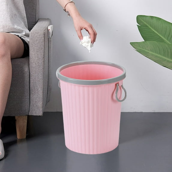 AuroraX 5.4 Gallon Trash Can with Removable Liner Ring Small Handles Round Pink Wastebasket Convenient Plastic Minimalist Garbage Bin for Dormitory Living Room Bedroom