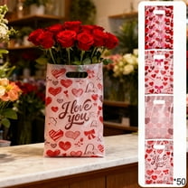 AuroraX 50 Pcs Valentine'S Day Heart Treat Bags Set Pink 4-In-1 Combo Candy Pouch Kit with 60 Twist Ties Love Romantic Decorations for Home Party Anniversary Valentine'S Day Gifts for Him Her Couples