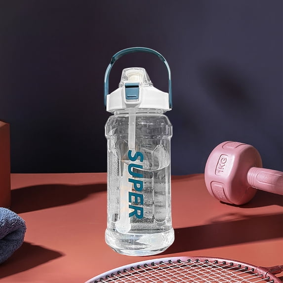 AuroraX 64 oz Water Bottles Clear Water Bottles with Straw,Plastic Large BPA-Free Sport Gym Water Bottle,Tumbler White