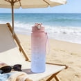 thumbnail image 1 of AuroraX 750ml Water Bottle Time Markings Leakproof Water Bottle Gym BPA Free Plastic Wide Mouth Dishwasher Safe Outdoor Travel Water Bottle Pink, 1 of 6