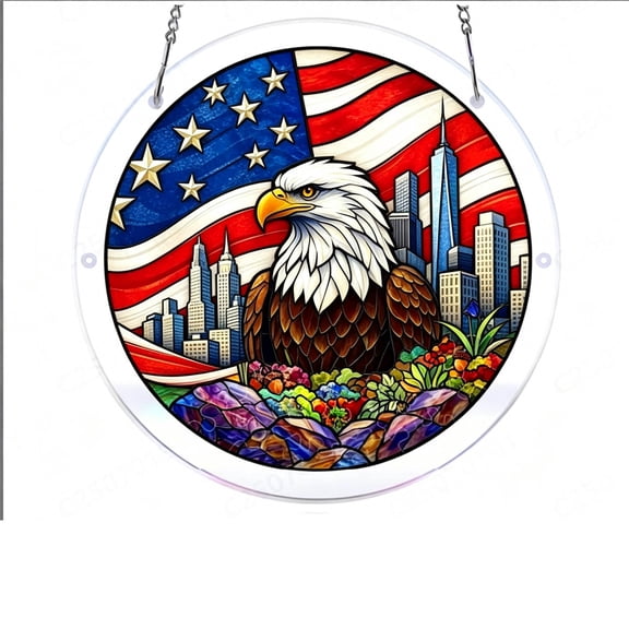 AuroraX Acrylic Window Sunshade Panel Puzzle Pendant Window Decor Patriotic DIY Home Use Light Block Fourth of July Sun Catcher