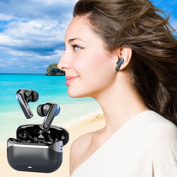 AuroraX Adaptive Noise Cancellation Earbuds,In-Ear True Wireless Bluetooth Workout Headphones with Microphone,Sweat Resistant Deep Bass Waterproof HIFI Stereo Sound Earphone(Black)