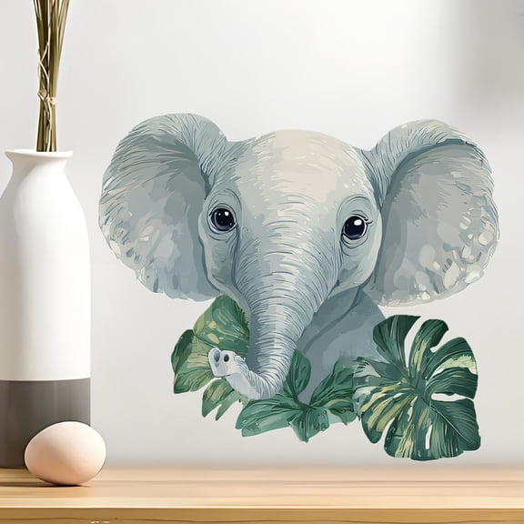 AuroraX Adorable Elephant Wall Decal Animal Wall Sticker Removable 3D Large Colorful Elephant Decor Sticker for Room Blue
