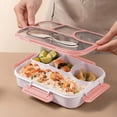 thumbnail image 1 of AuroraX Airtight Lunch Box Containers 35 oz Portable 4 Compartments Freezable Plastic Bento Lunch Box for Women,Men,Pink Microwave Safe BPA-Free Food Storage Boxes for Travel Work School, 1 of 7