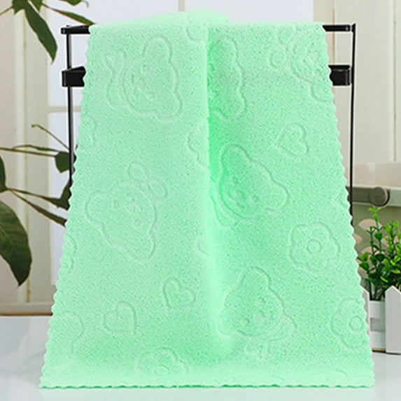 AuroraX Anti-Microbial Washcloths Highly Absorbent green Soft Hand & Face Towels Five-Color Bear Embossed Plain for Women,Bathroom,Travel