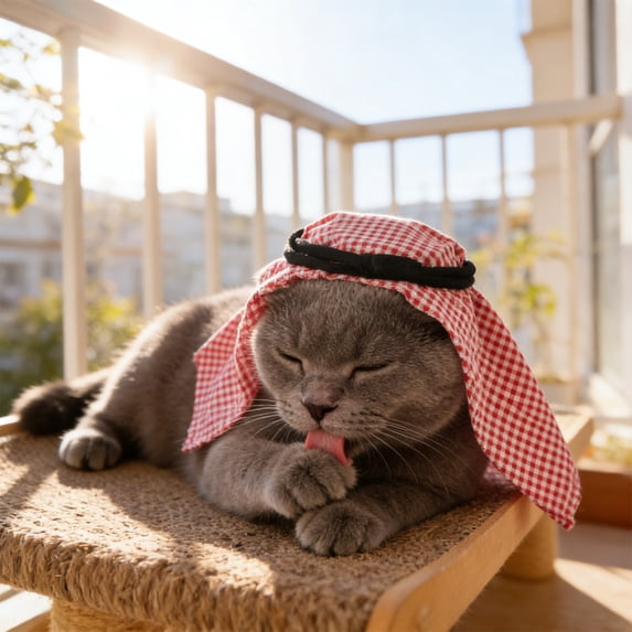 AuroraX Arabian Pet Headwrap Costumes Cat Dog Turban Headpiece Photo Prop Set Adjustable Lightweight Festival Pet Supplies for Dog Cat Pink