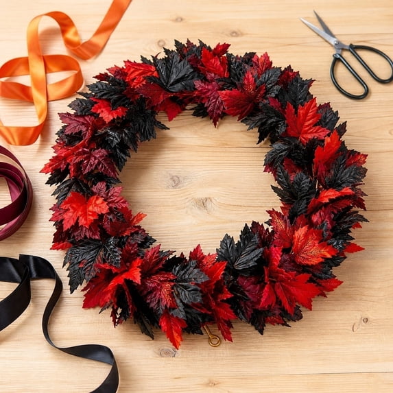 AuroraX Artificial Maple Leaf Vine Garland Faux Autumn Maple Garland Outdoor Fall Non-Lit Waterproof Seasonal Garland for Decor