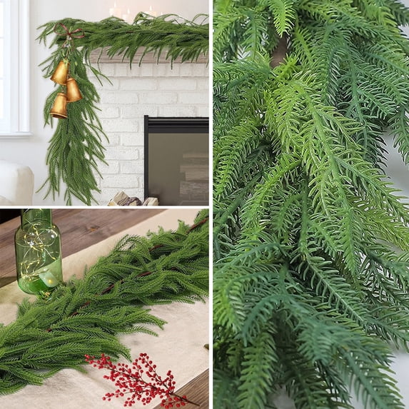 AuroraX Artificial Pine Needle Christmas Wreath Faux Christmas Greenery Wreath Lifelike Indoor Outdoor Non-Lit Door Seasonal Door Decor Green
