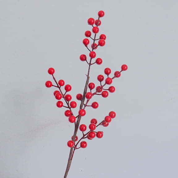 AuroraX Artificial Red Berry Christmas Stems Faux Holly Berry Branches Picks Realistic Plastic Indoor Premium Christmas Holiday Floral Decor Red