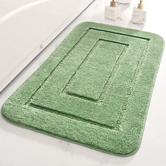 AuroraX Bath Rugs for Bathroom,Non Slip Small Washable Absorbent Green Bathroom Rug for Tub Bathroom Home Decor Minimalist
