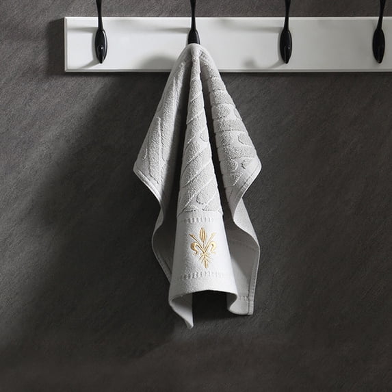 AuroraX Bath Towels Anti-Microbial Gray Luxury Soft Hand & Face Towels Highly Absorbent Gold Print Bathroom