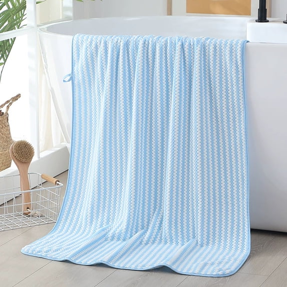 AuroraX Bath Towels Bath Sheets,Thick Striped Quick Dry Blue Striped Bath Towels