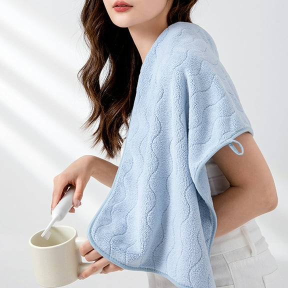 AuroraX Bath Towels Pill Resistant Cotton Ultra Soft Blue Face Towels Ultra-Absorbent Wave Stripe Shower