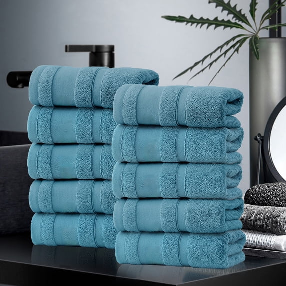 AuroraX Bath Towels Set of 10 Bath Towels,Thick Bulk Cotton Soft Blue Bulk Bath Towels