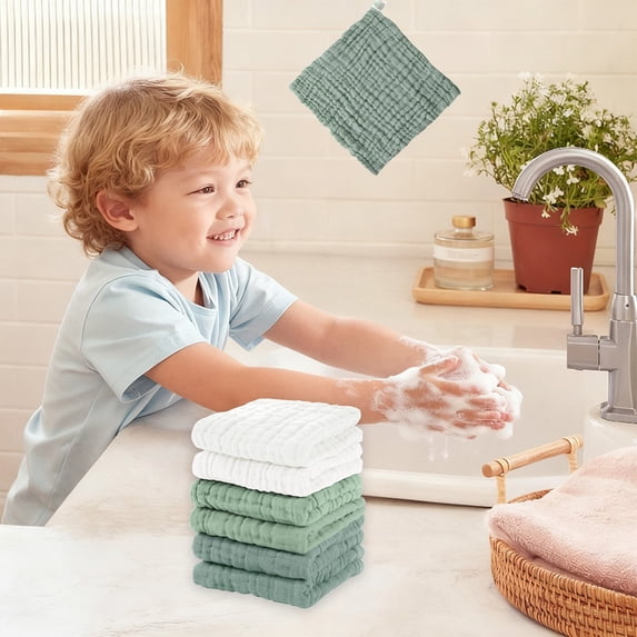 AuroraX Bath Towels Set of 6 Washcloths,Bulk Absorbent Quick Dry Cotton Bulk Face Towels